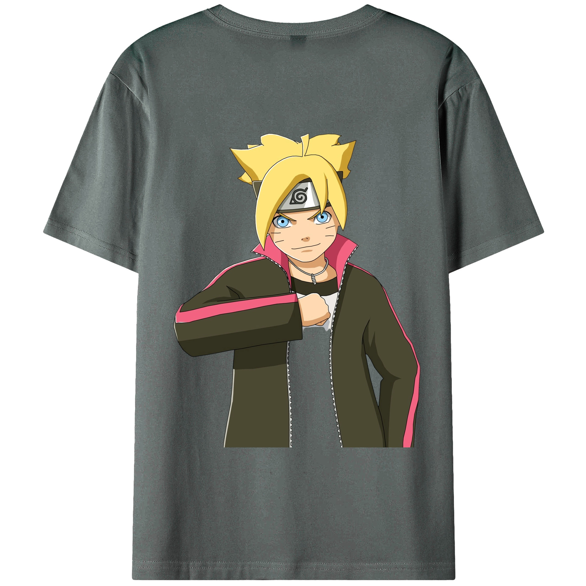（画像用） NARUTO -ナルト- うずまき ボルト Uzumaki Boruto 綿100％ メンズ半袖Tシャツ（バックプリント） 通気性